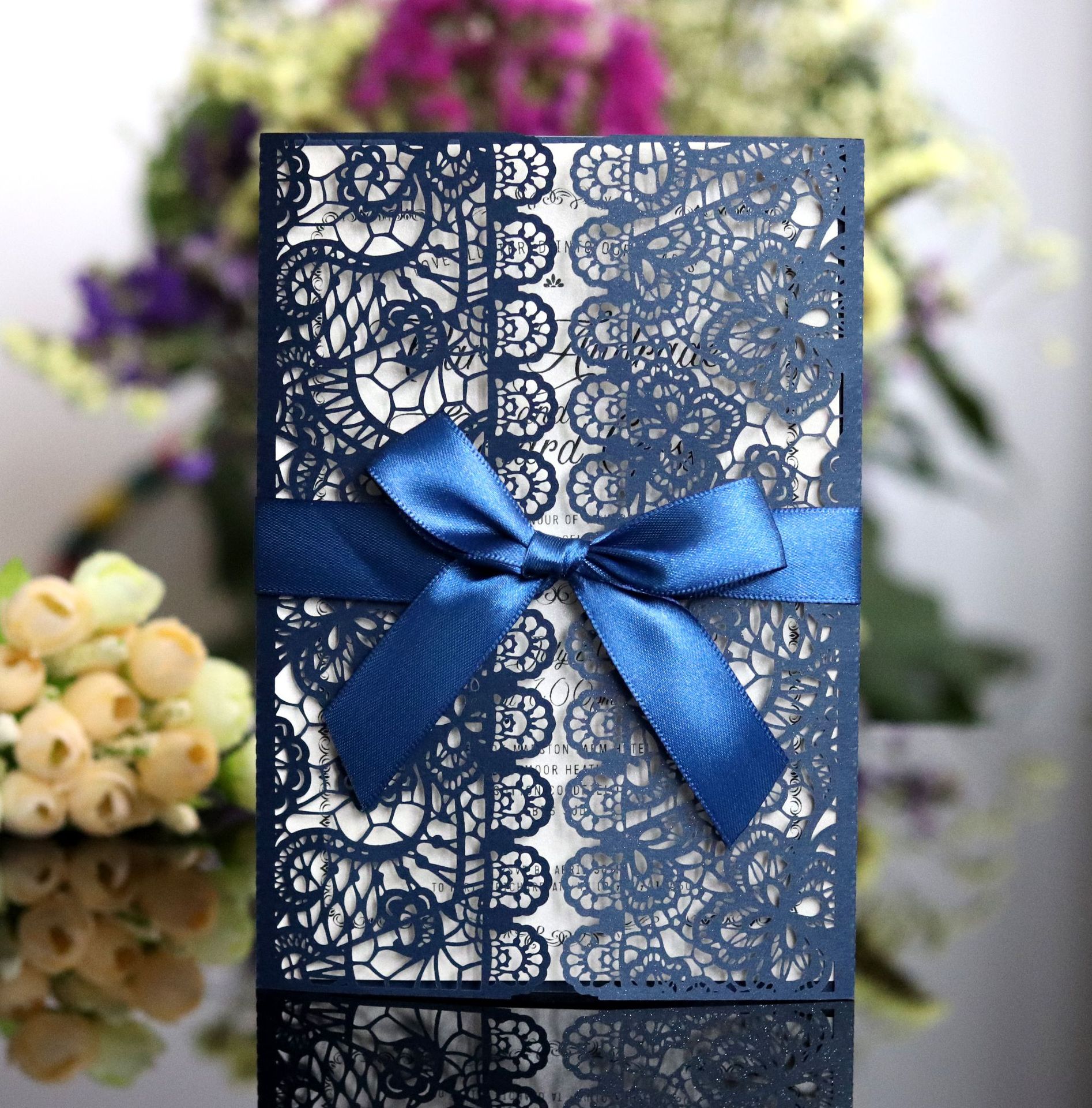 销亚马逊 欧式镂空请柬封套 婚庆邀请函 激光请帖 牛皮纸蕾丝封面