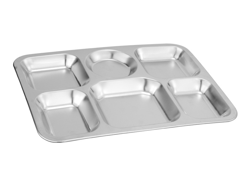 厂家直销304不锈钢快餐盘 加厚加深六格餐厅酒店食堂饭菜盘子批发