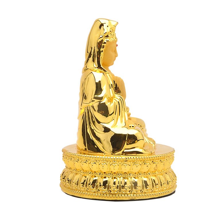 源头厂家直销绒沙金树脂工艺品八宝莲花观音像汽车摆件车内摆件