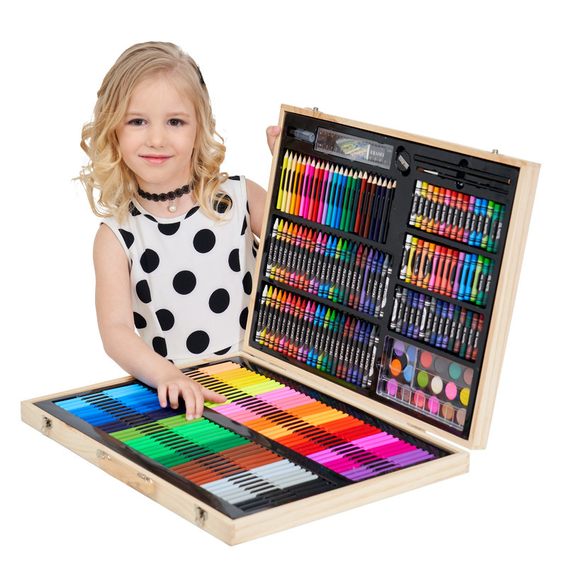 251 Wooden Box Children's Painting Brush Set Watercolor Pen Crayon Set Color Lead Kindergarten Watercolor Pen Children