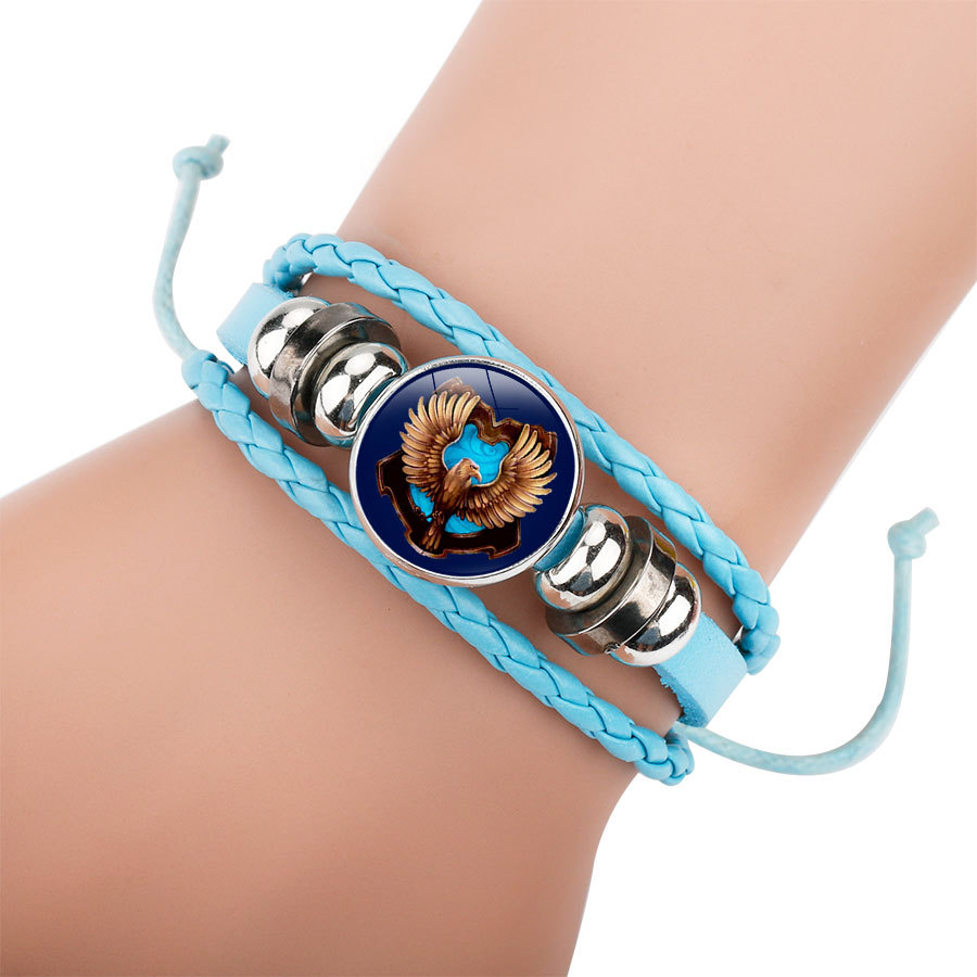 外贸小饰品 哈利波特徽章 霍格沃茨魔法学院时光宝石牛皮串珠手链