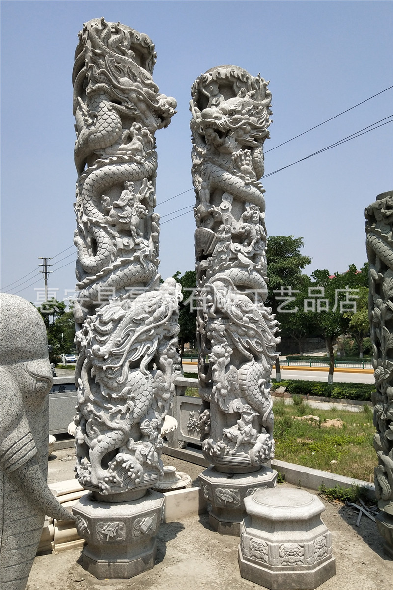 惠安石雕广场雕刻华表 花岗岩盘龙石柱 华表雕刻建筑摆件厂家直供