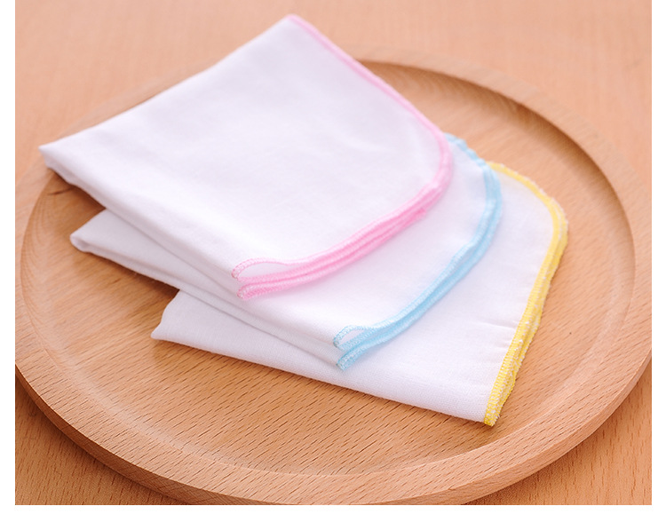 溜溜龙 白色双层全棉纱布小方巾30*30 宝宝洗脸巾 婴儿口水巾