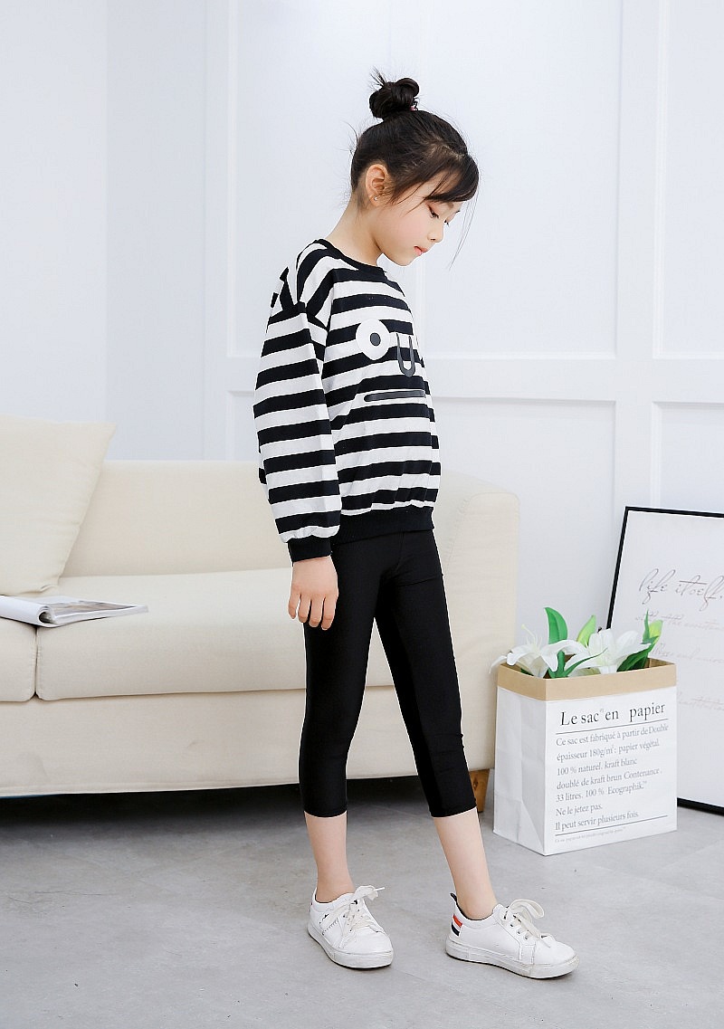 夏薄款童裤儿童光泽裤七分裤百搭时尚女童修身弹力贴身7分打底裤