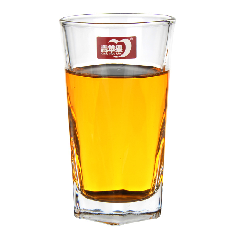 青苹果加厚玻璃杯玻璃水杯果汁杯啤酒杯高五角杯机压杯系列cb002