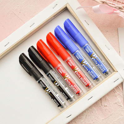 可擦白板笔无毒易擦红蓝黑板笔办公记号笔透明杆可换胆墨水白板笔