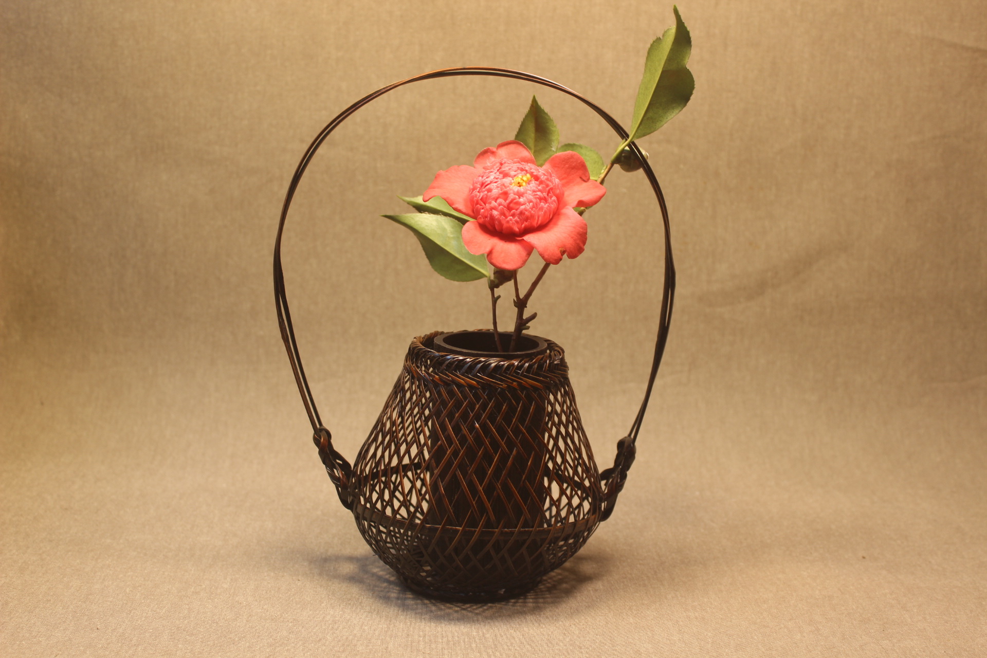 日式手工竹编花器 插花篮 酒店茶桌禅意摆件 中式工艺品