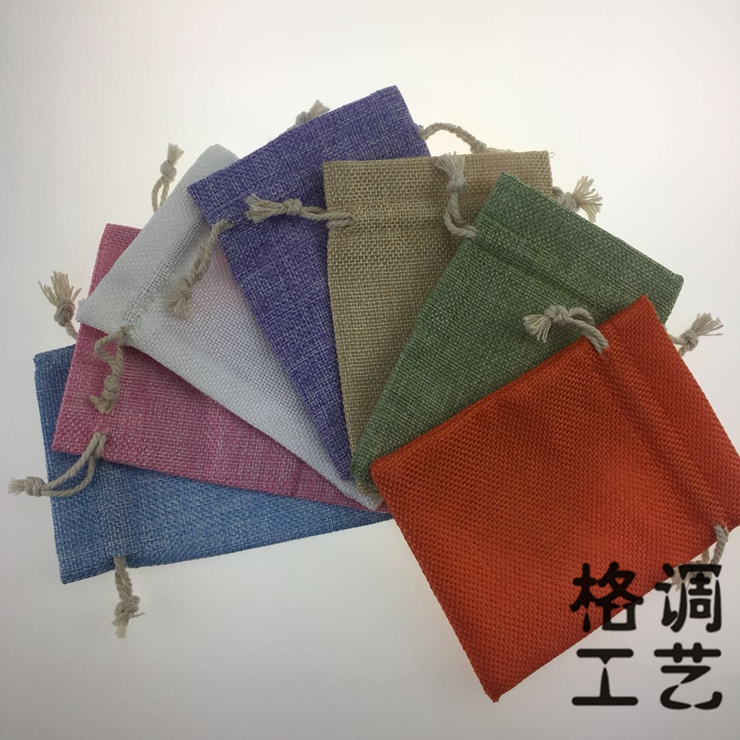 厂家直供现货多色仿麻棉绳彩色束口袋首饰包装袋 可定加logo