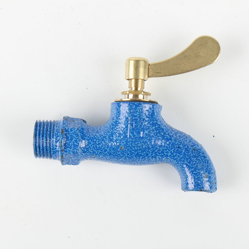 蓝色老式铸铁水龙头 4分螺旋式慢开水龙头 拖把水池龙头批发