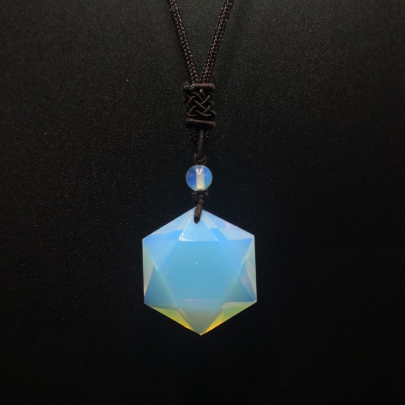 批发 蛋白石吊坠男女士项链 灵摆能量石六芒星毛衣链  饰品