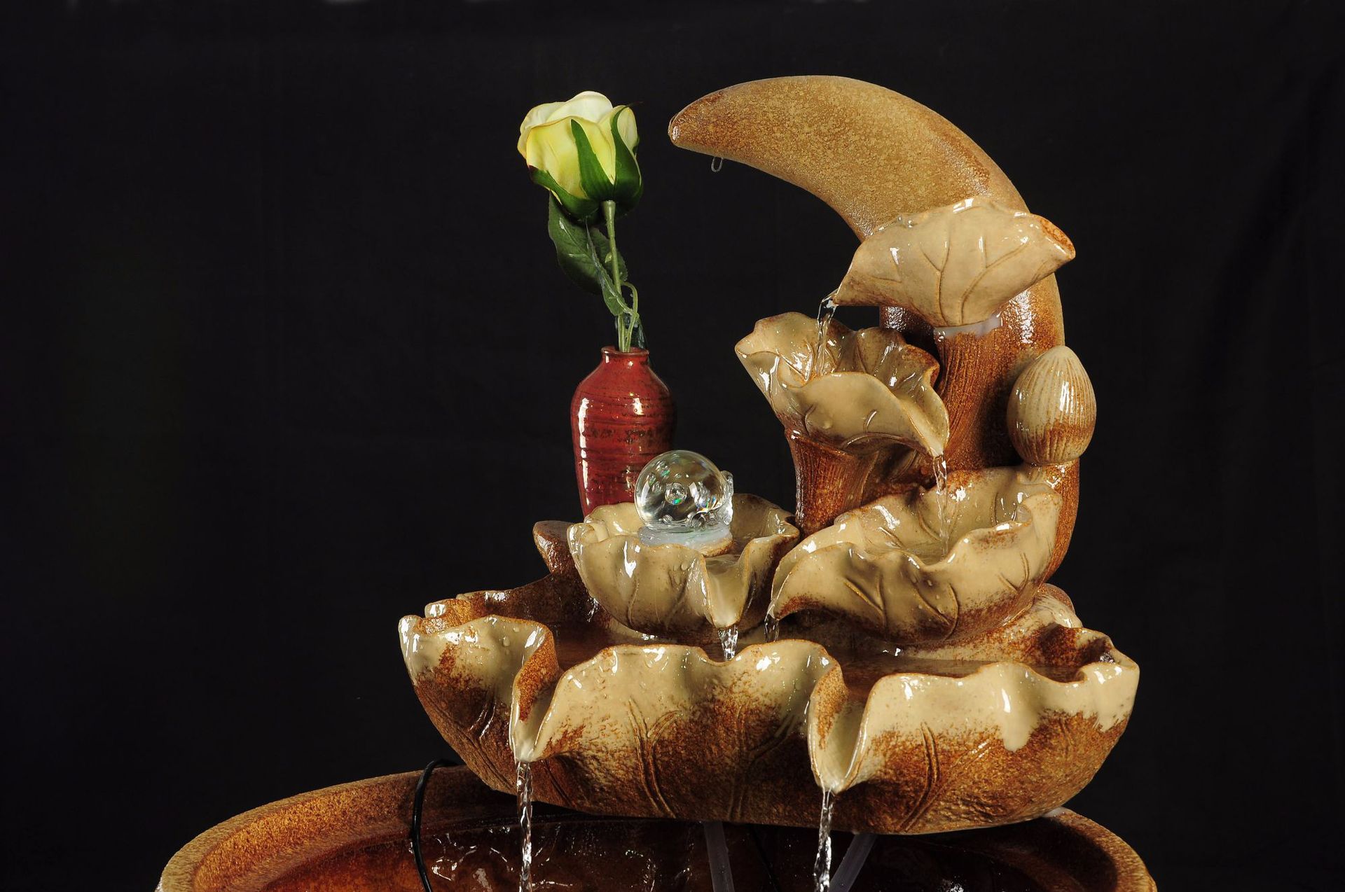 新品陶瓷流水摆件 客厅桌面喷泉装饰加湿风水轮鱼缸池摆饰批发