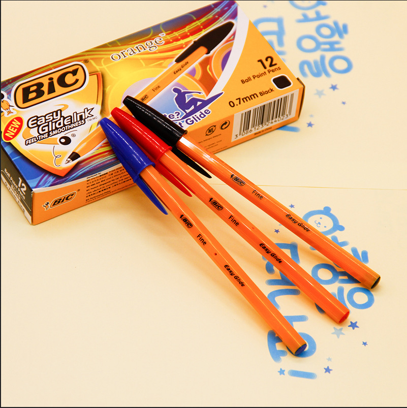 韩国进口法国比克 penbeat专用 bic圆珠笔透明杆橙杆白杆圆珠笔