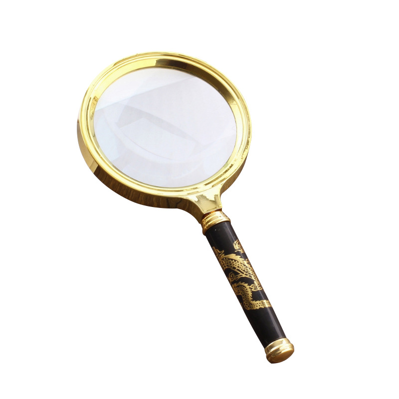 a金龙柄复古放大镜 手持放大镜 大号龙纹手柄 60/70/80mm 1