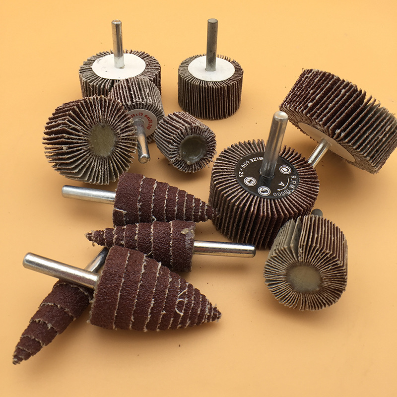 6mm带柄页轮 家具木材磨头抛光轮 磨具砂布磨头百叶轮厂家供应