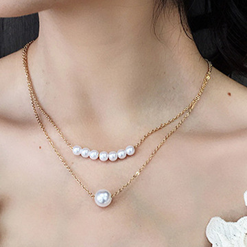 韩国配饰网红短款颈链项圈女士珍珠项链女双层脖子锁骨链饰品