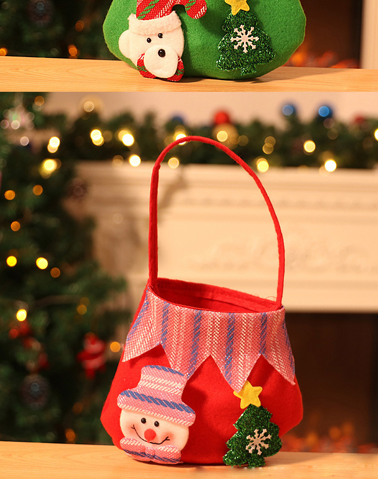 新款圣诞节礼品袋糖果袋苹果礼物老人雪人小熊麋鹿手提袋装饰品s
