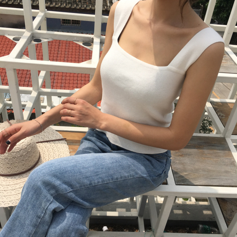 [随流]2018夏季无袖针织吊带背心修身纯色打底小背心女9132