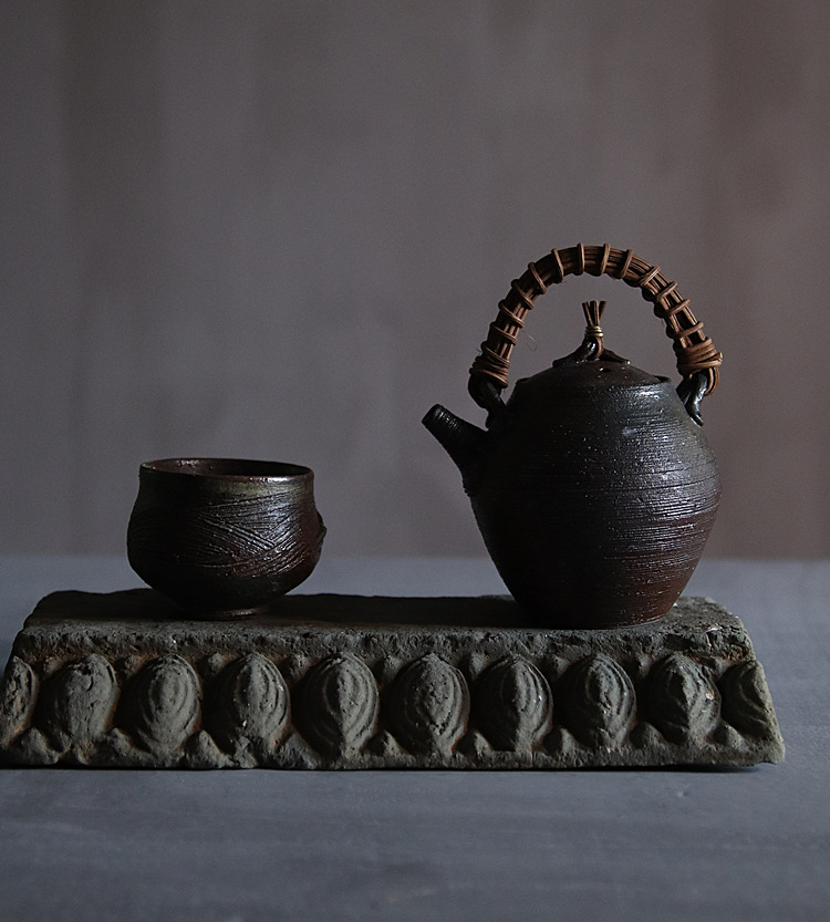 楚瓷景德镇手工粗陶柴烧杯主人杯茶杯品茗杯禅意柴烧茶杯