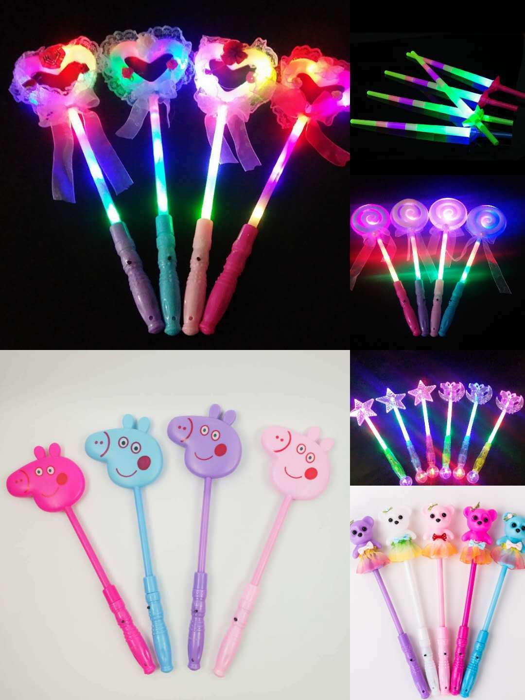 爱心棒 闪光棒魔法仙女棒儿童发光玩具批发led棒棒糖夜市地摊热卖