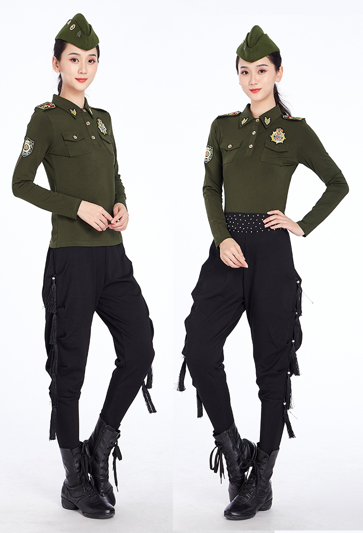 2019秋冬水兵舞服装新品女套装广场舞老师男女同款长袖t恤 演出服