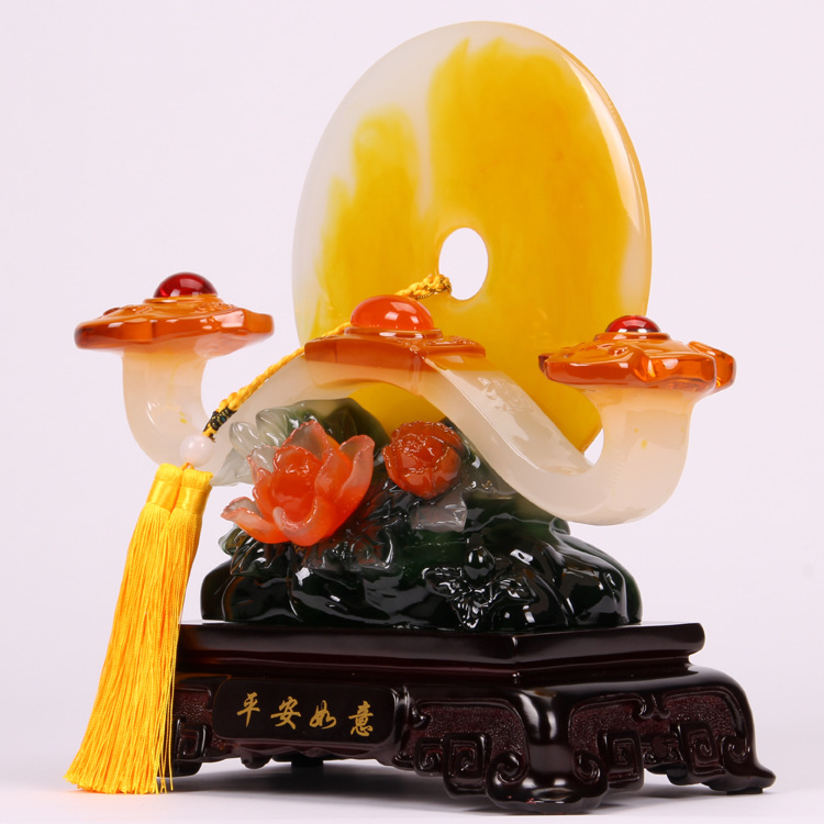 玉石平安如意平安扣摆件新中式客厅桌面摆设乔迁新居朋友开业礼品