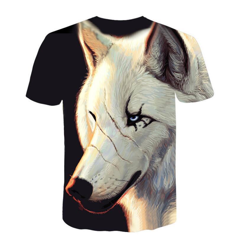 时尚新款3d刀疤狼印花时尚外贸男式短袖t恤男士潮流短袖3029