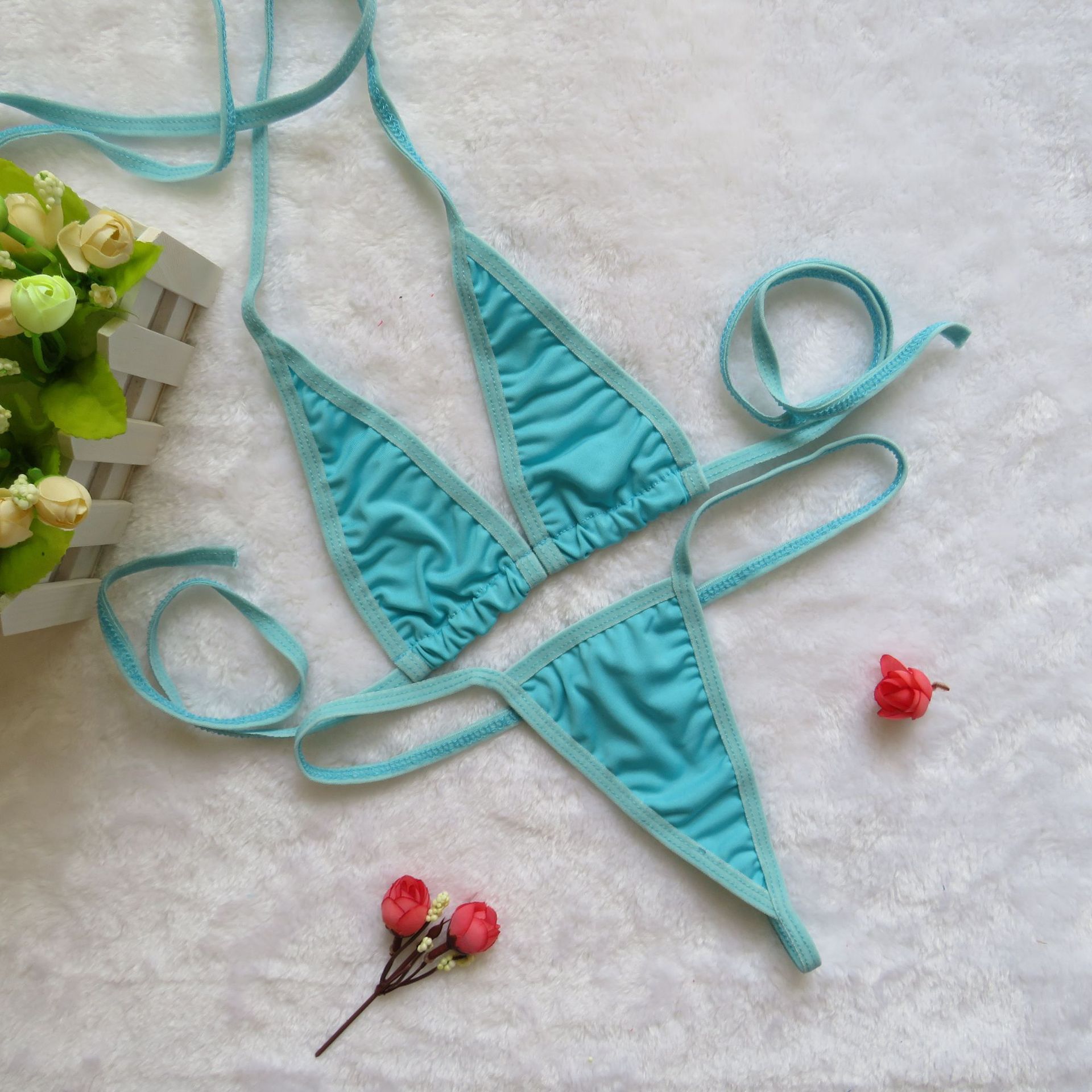 跨境情趣内衣迷你泳衣泳装女士性感透视ebay三点式比基尼套装1688