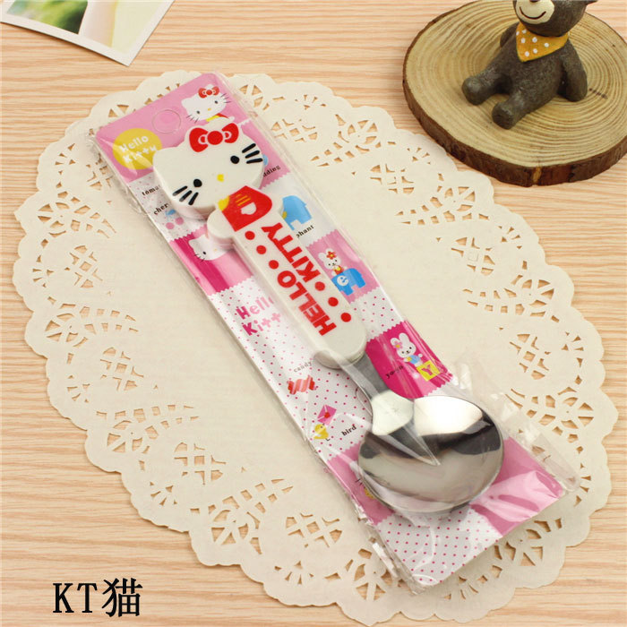 Children's Tableware Set Cute Cartoon Stainless Steel Chopsticks Spoon Cartoon Soup Spoon Spoon Set Exquisite Gift Wholesale