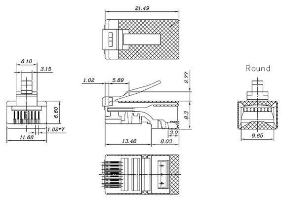 rj45超五类非屏蔽水晶头进口pc透明料网线专用连接头 网络水晶头
