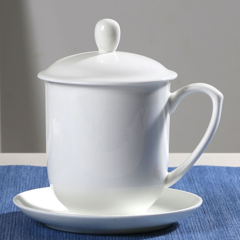 景德镇办公陶瓷茶杯纯白骨瓷茶杯 单位办公会议茶杯定制logo厂家
