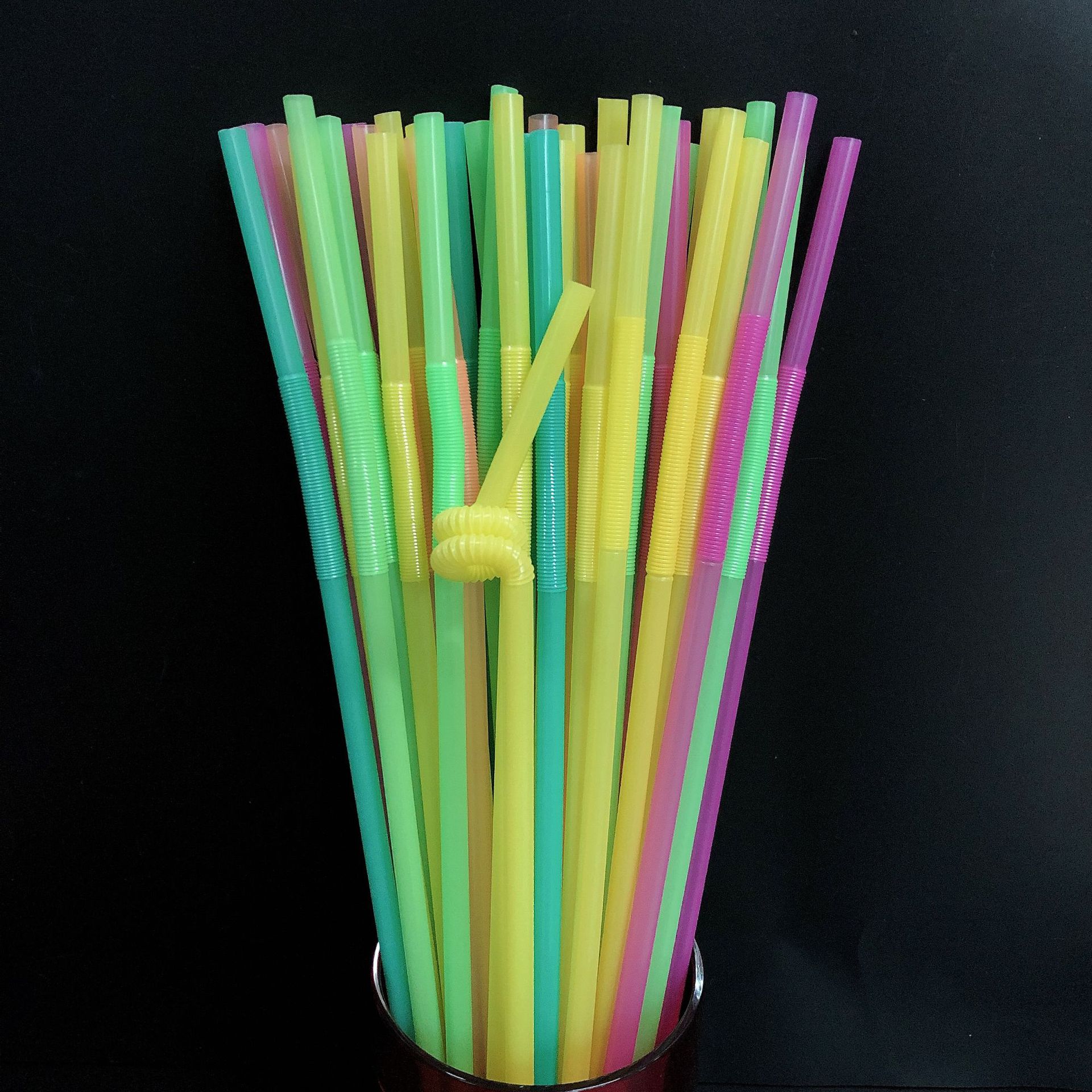 一次性艺术吸管批发彩色弯头吸管果汁吸管水果茶吸管造型弯管