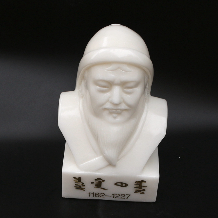 阿富汗汉白玉石雕成吉思汗胸像玉石雕刻历史民族人物半身像摆件品