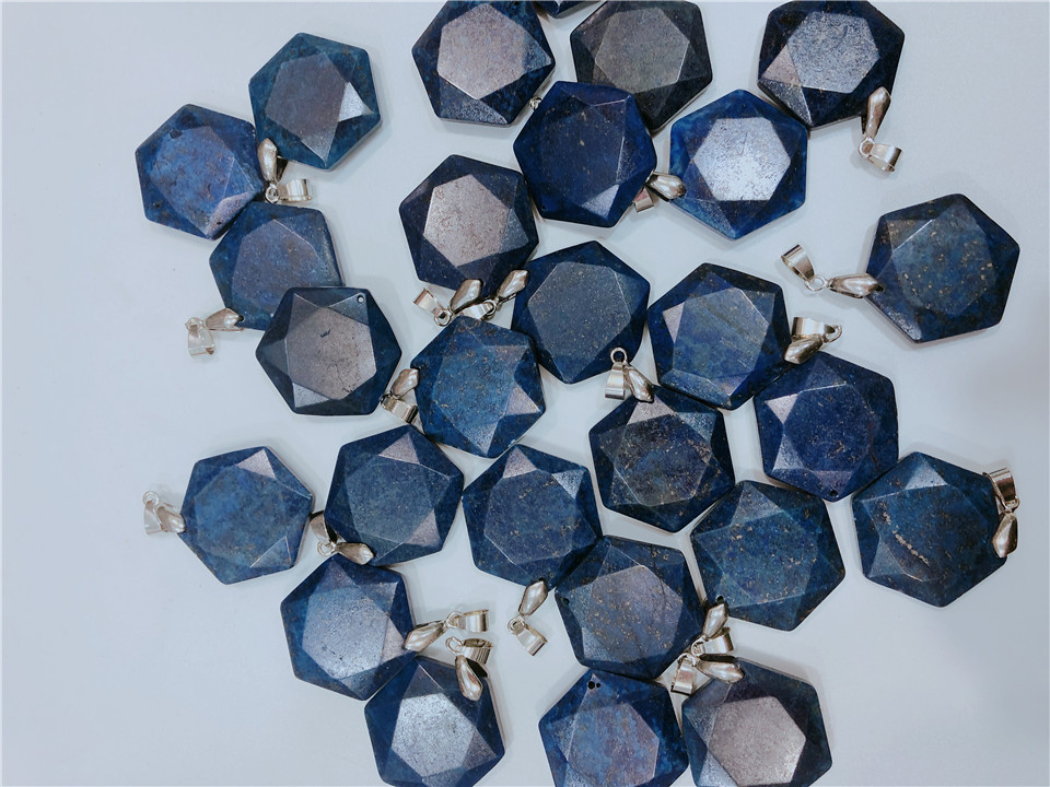 欧美热卖 天然石六边形水晶项链 六芒星黑曜石吊坠 创意爆款批发