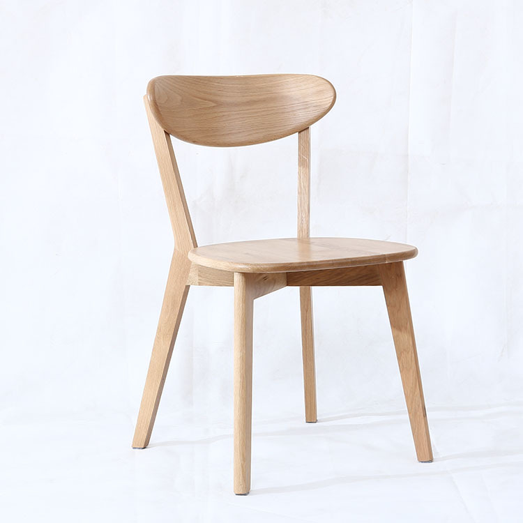 圆面交叉椅实木餐椅子 简约餐厅椅子靠背白橡木餐椅 原木休闲椅