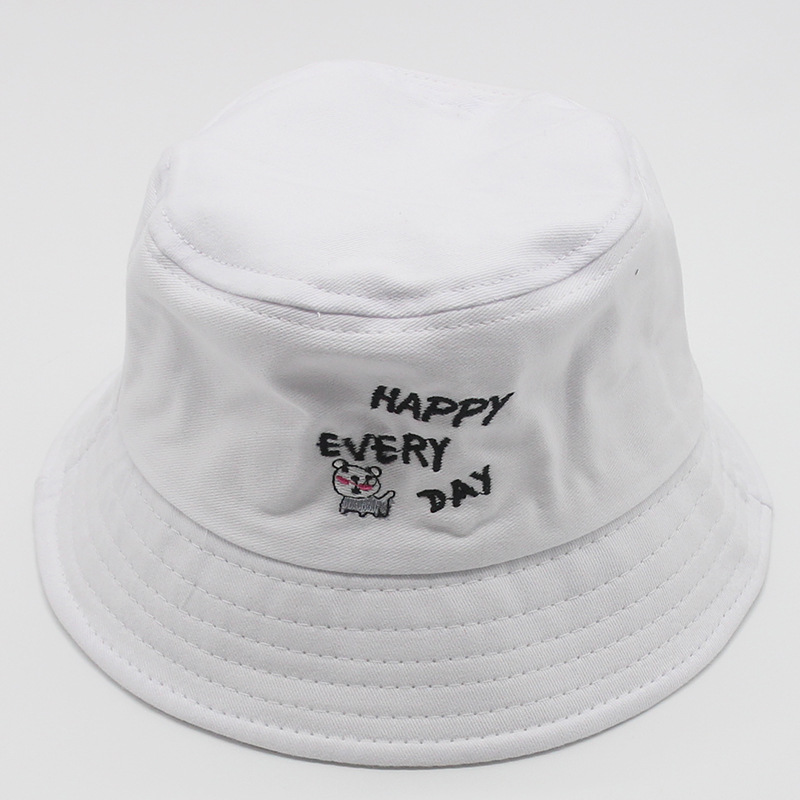 Korean Style Boys and Girls Embroidered Letters Foldable Fisherman Hat Baby Spring and Summer Sun Protection Hat Children's Fashion All-Matching Bucket Hat