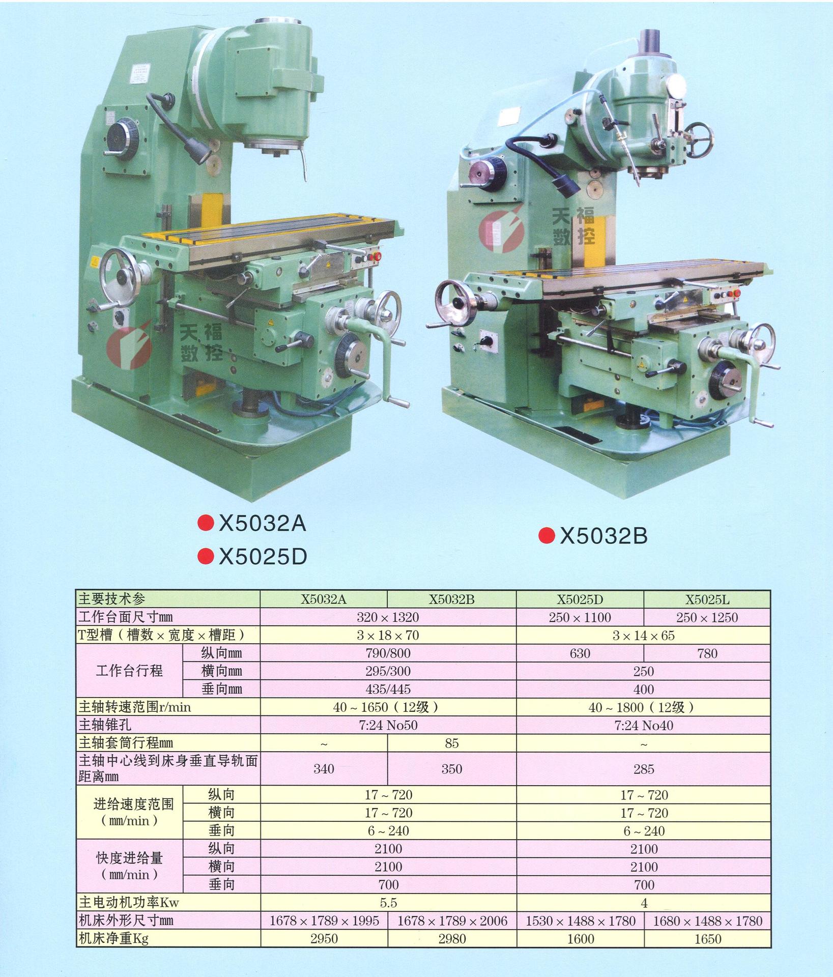 x5032a立式铣床 立式升降台铣床 立铣 万能升降台铣床