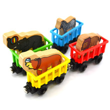 4款玩具小火车儿童木质玩具动物车箱轨道玩具YB161