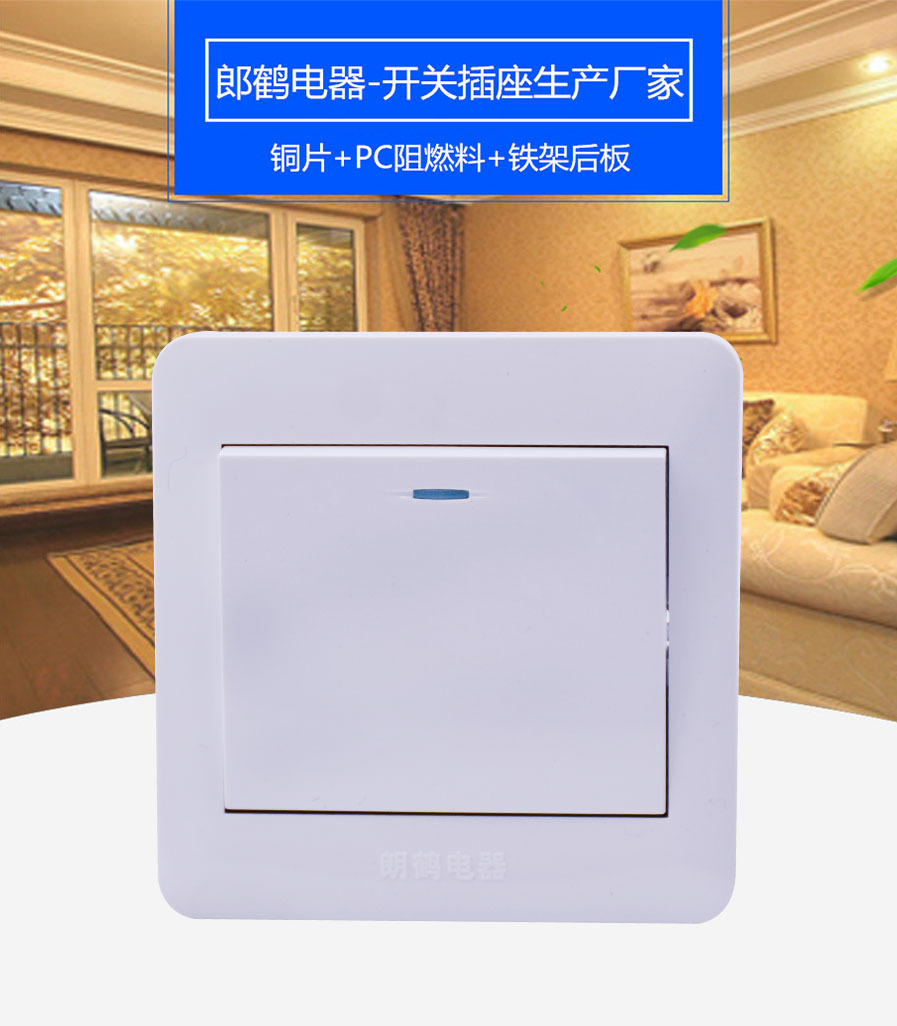 厂家批发墙壁开关插座 带钢板工程款系列一开双控开关面板