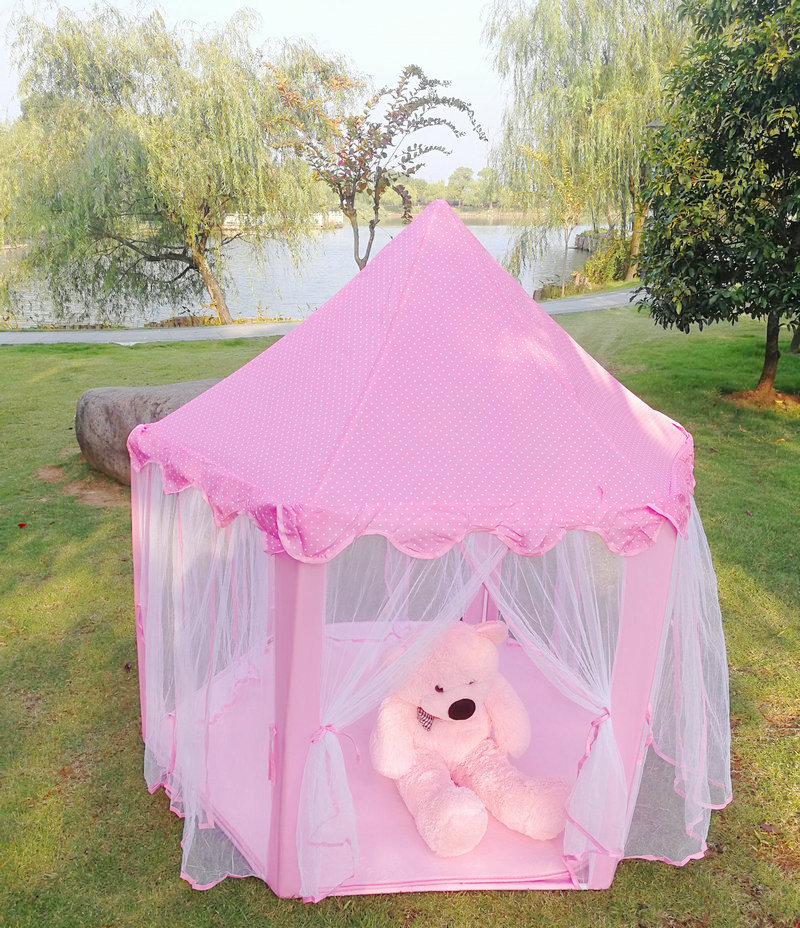 粉色亮片儿童帐篷过家家六角儿童帐篷现货厂家可折叠公主篷游戏屋