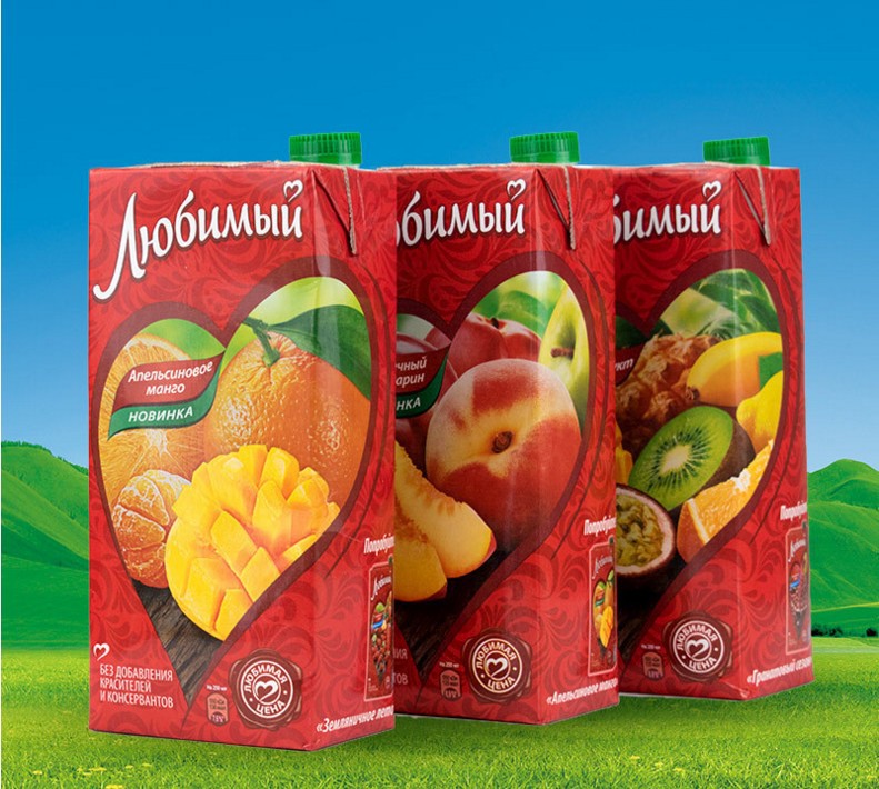 俄罗斯进口喜爱牌果汁饮料香桃味芒果橙什锦味0.95l 饮料批发