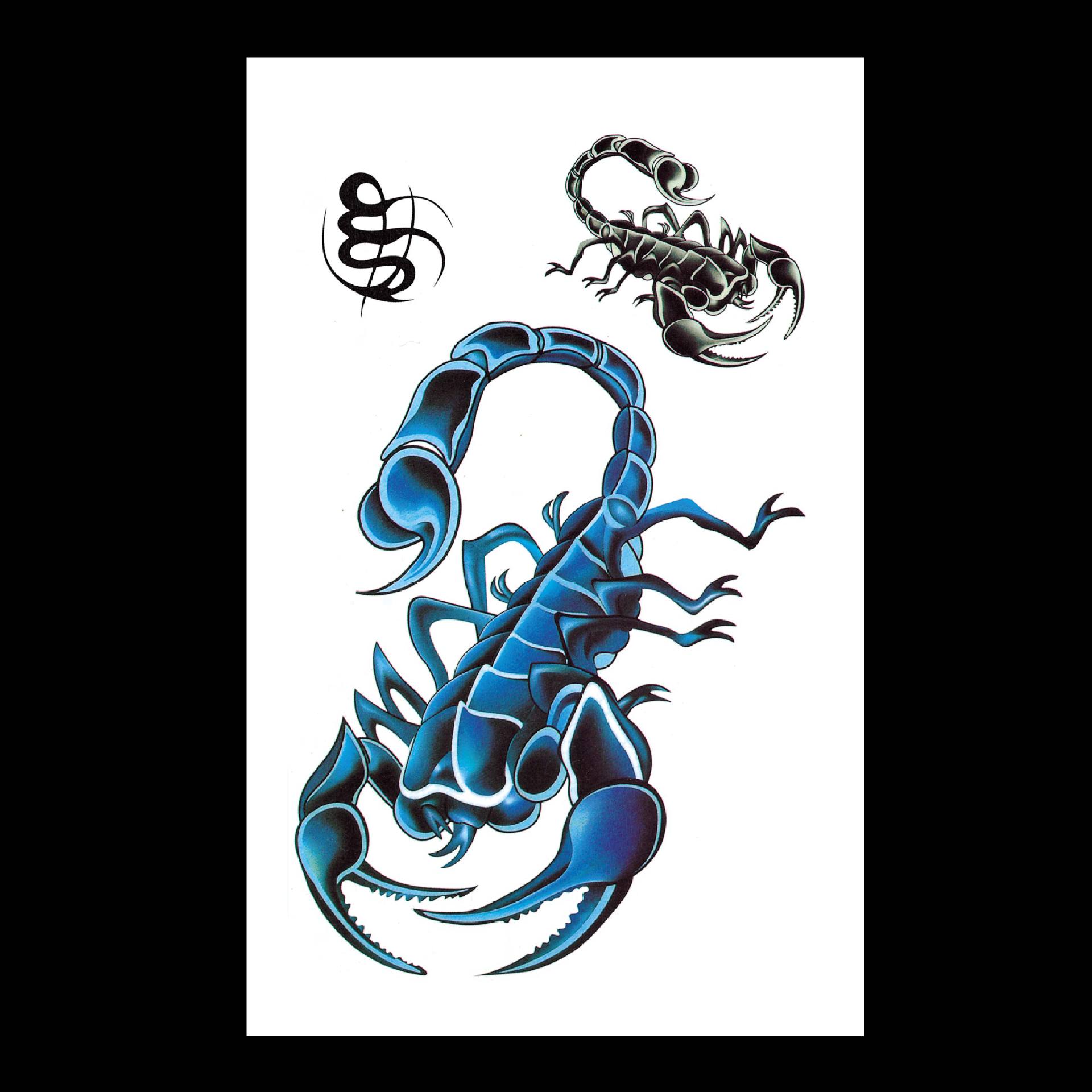 魔蝎大帝蓝蝎子纹身贴霸气个性防水厂家现货无痛纹身欧美仿真贴纸