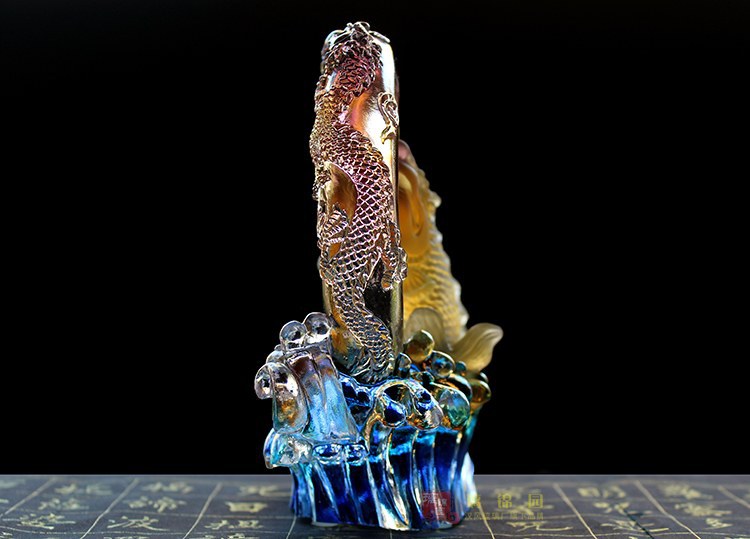 汉风琉璃摆件鱼跃龙门琉璃琉璃工艺品鳌鱼摆件家居摆设装饰品