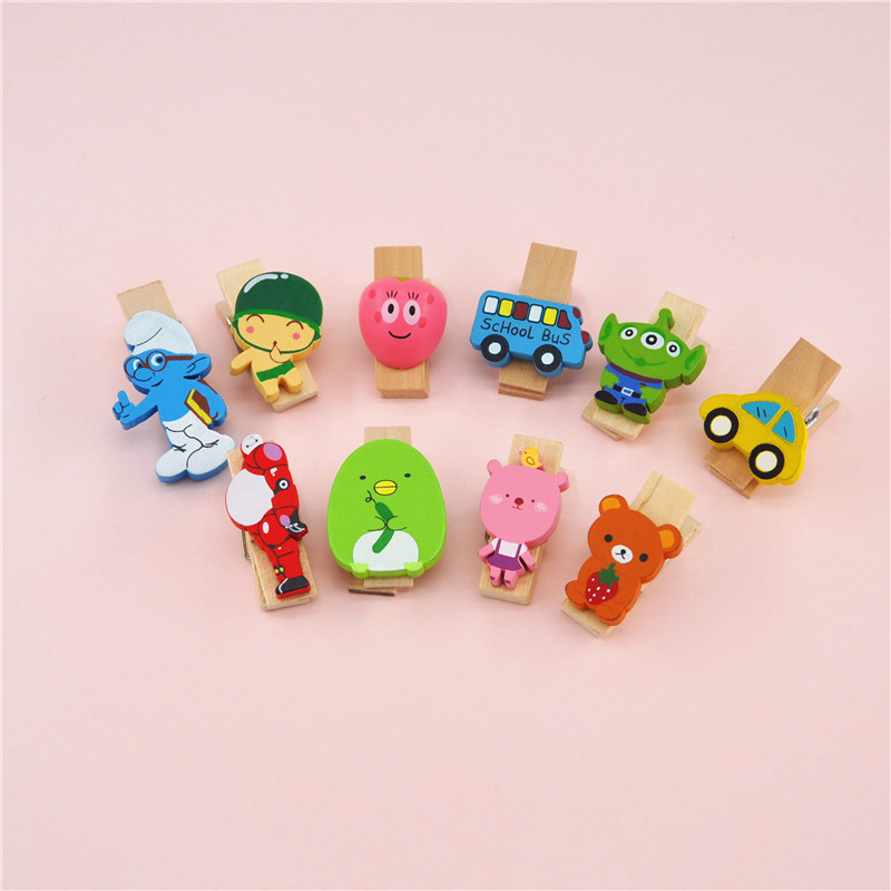 卡通木夹子照片墙装饰夹子创意夹子diy名信片便利夹幼儿园夹子