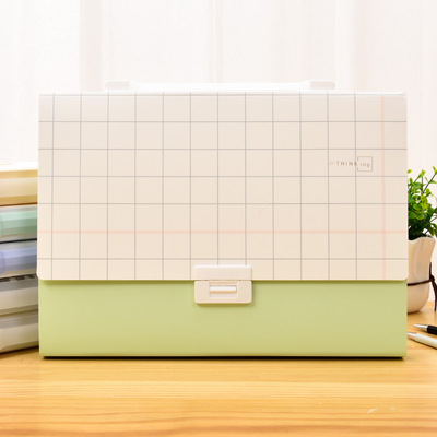 得力72434方寸格手提式a4学生风琴包13格分类收纳资料归类整理