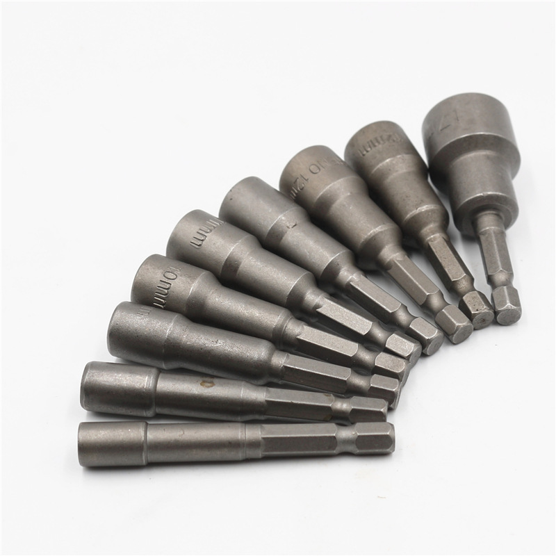 1/4柄crv内六角风批套筒 带磁套筒 六角自攻螺丝套筒头 快速套筒