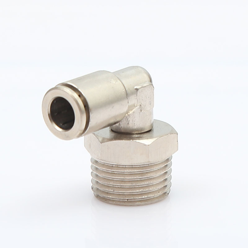 直销全铜镀镍快插气管接头hrf-l10-1/4气管接头弯通快速气动接头