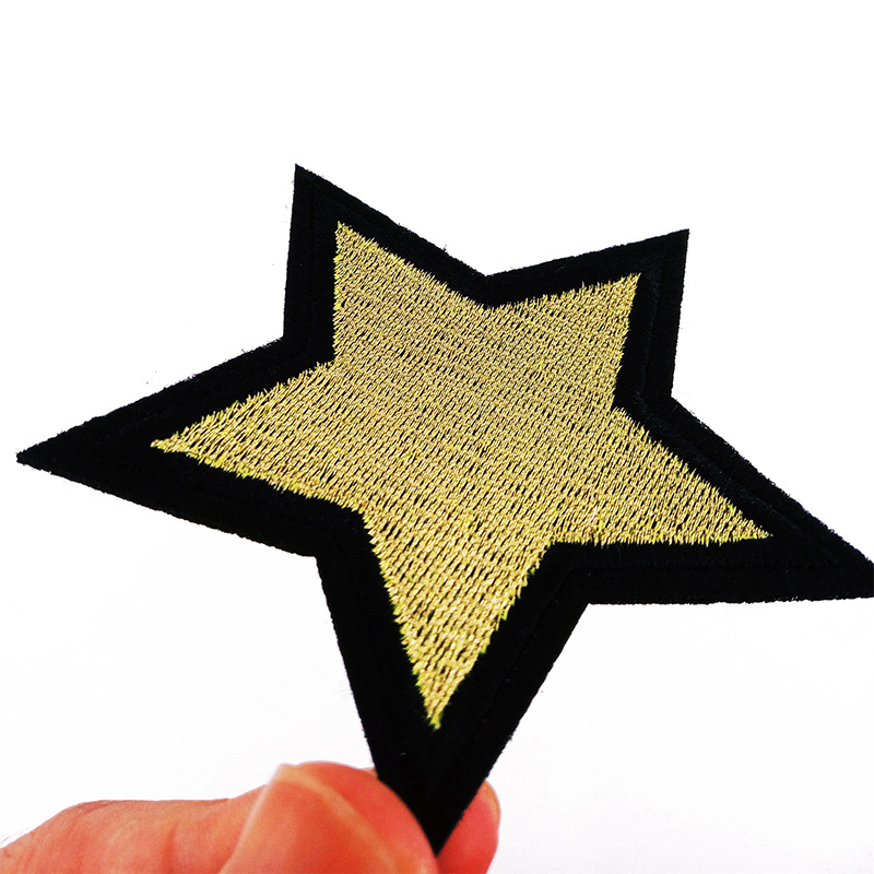 精品星星刺绣布贴批发 衣服服饰五角星补丁贴 电脑绣花加工定制