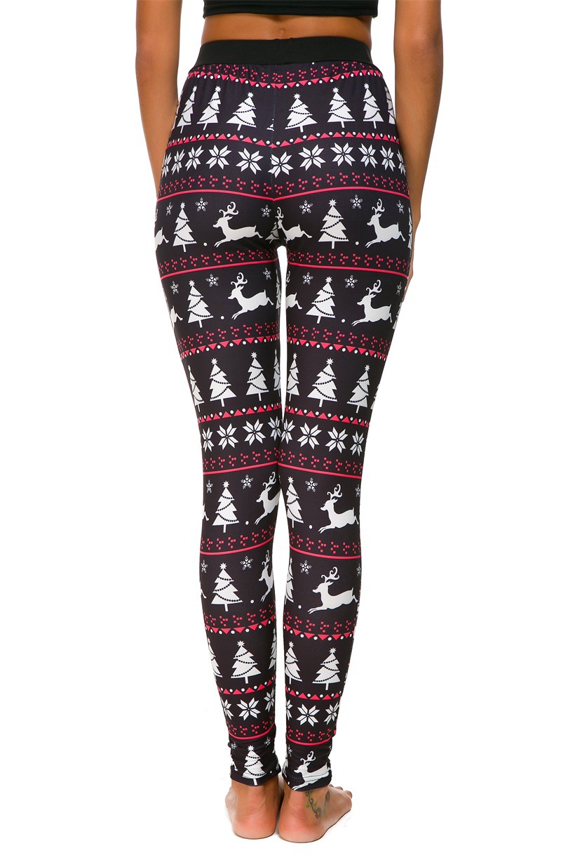 2022秋冬新品亚马逊独立站ebay热卖圣诞款卡通印花休闲裤紧身裤