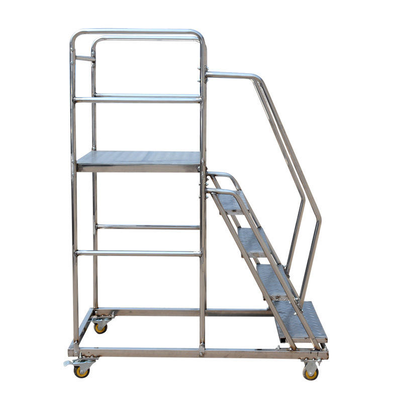 超市商场仓储货架梯子车间登高平台梯物流移动登高车厂家直销定制