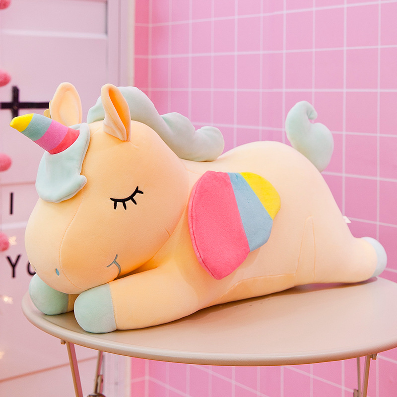 Cross-Border Foreign Trade Angel Unicorn Doll Pillow Cute Rainbow Pony Plush Toy Pink Girlish Doll